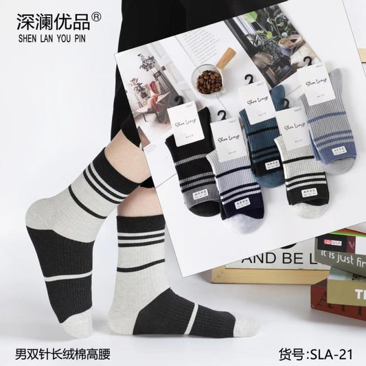 double needle men's socks