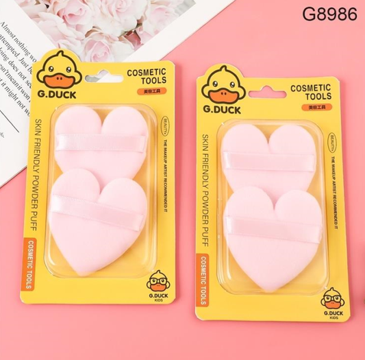 G8986 G.DUCK Yellow Duck Two Peach Heart Powder Puff