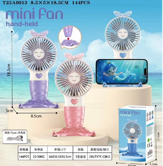 HK59-13 Mermaid Two-speed Fan with 3-color Mixed Packaging