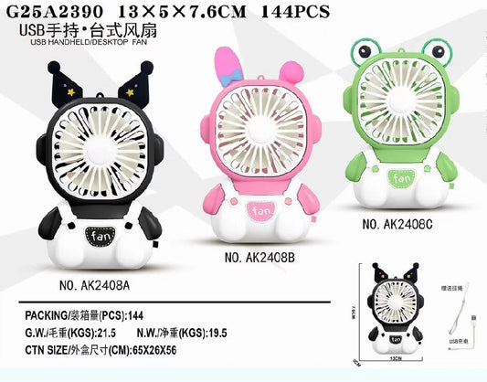 AK2408A BC Fun Cartoon mini fans, three styles, mixed packaging