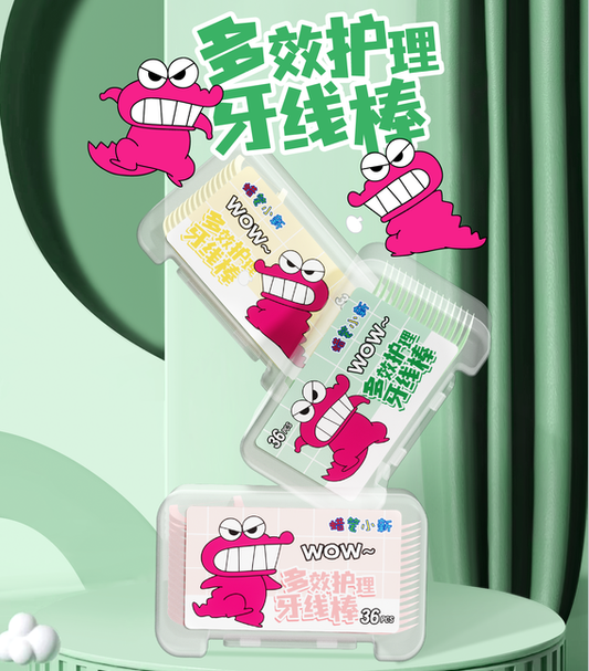 2277 Crayon Shin-chan Multi-Effect Care Dental Floss Pink Crocodile