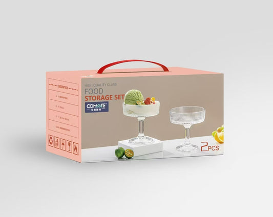 Two-piece set of tall ice cream glasses