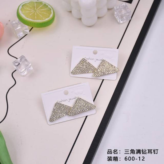 Triangle full-diamond stud earrings
