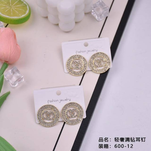 Light luxury full diamond stud earrings