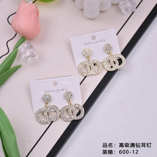High - end full - diamond stud earrings