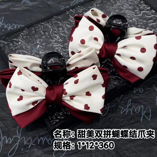 Sweet Double Pair Bow Claw Clip
