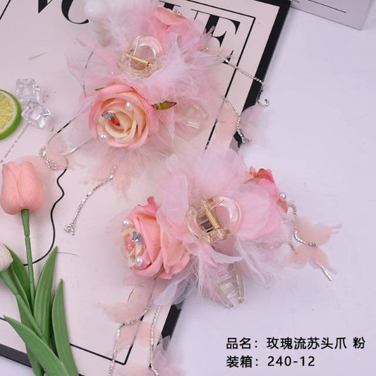 Rose Tassel Head Claw - Pink 