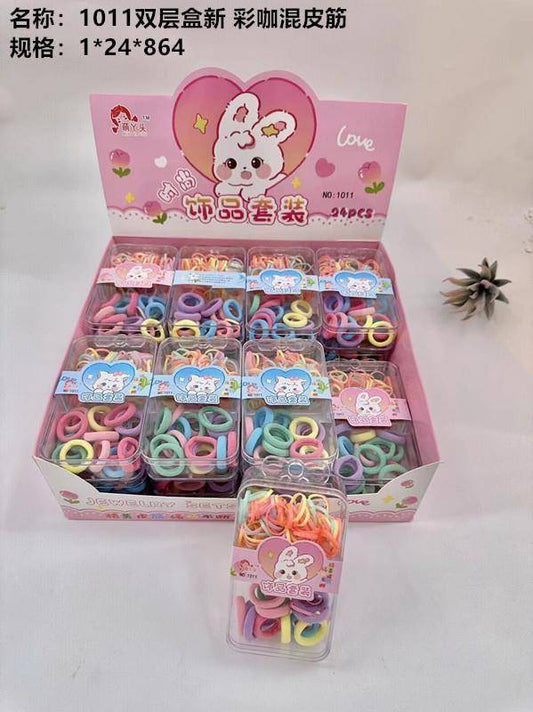 1011 double-layer box new color coffee mixed rubber band