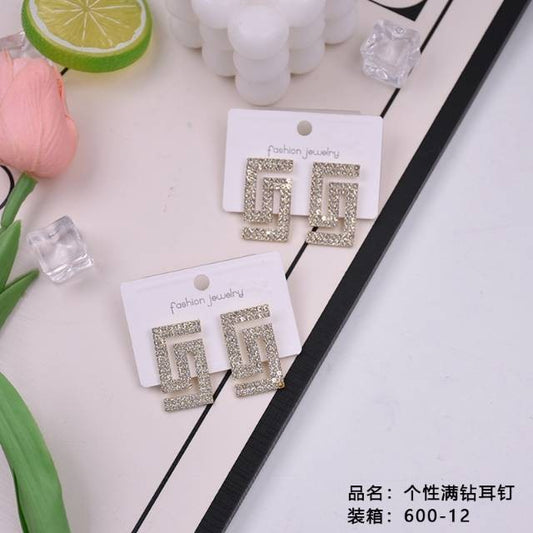 Unique full - diamond stud earrings