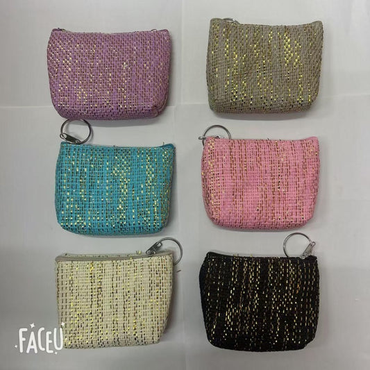 Sequined knitted coin purse