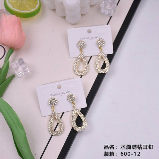 Water drop full - diamond stud earrings