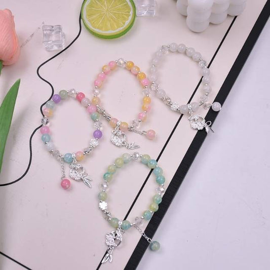 Colorful crushed stone pendant bracelet