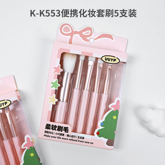 K-K553 Portable Makeup Brush Set with 5 Brushes