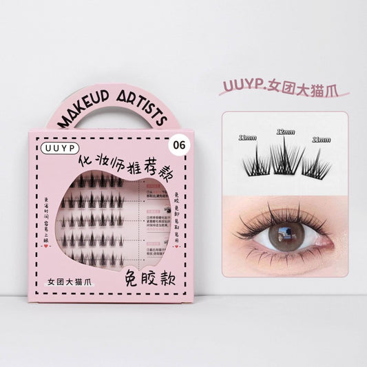 UUYP Glue - free False Eyelashes - T001 6# Girl Group Big Cat Claw