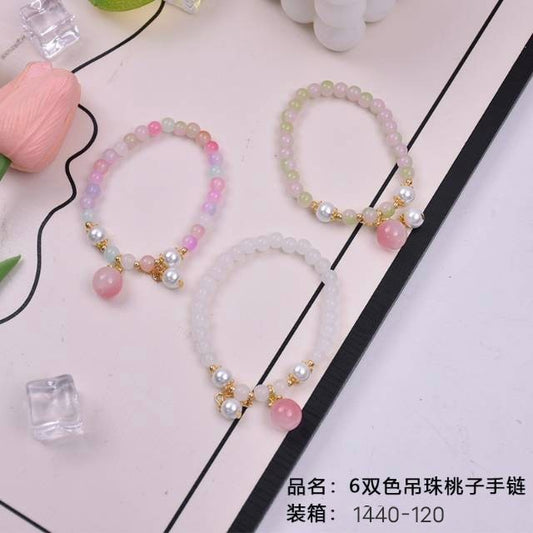 6 Two-color Beaded Peach-shaped Hand Chain