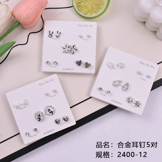 5 pairs of alloy earrings