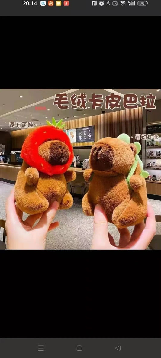 Strawberry turtle card fur plush pendant