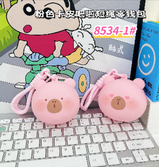 8534-1 Pink Kapibara Short Rope Coin Purse
