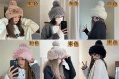 Imitation cashmere twisted eight-character fur ball cap