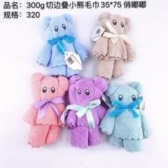 300g cut edge fold bear towel 35*75