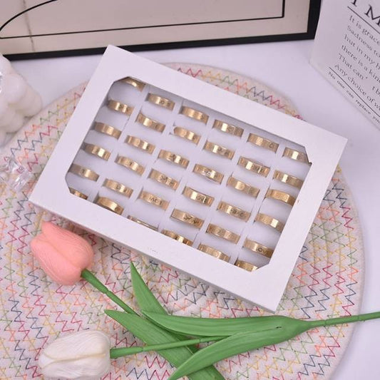 Gold-printed pattern steel ring