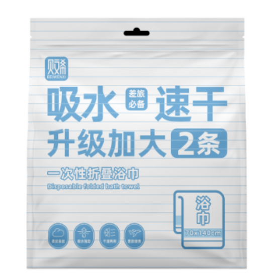 Two-piece set of disposable folded bath towels for blinds - 3533