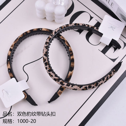 Two-tone leopard-print with drill buckle