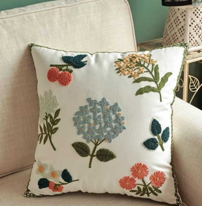 Single-sided Velvet Embroidered Pillow 