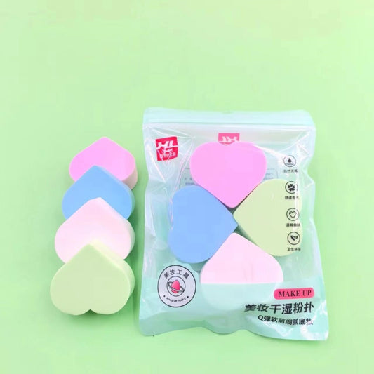 4 heart - shaped powder puffs