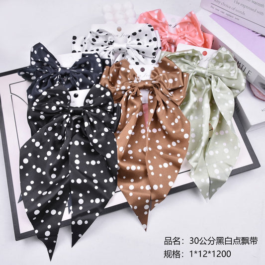 30cm black and white dot ribbon