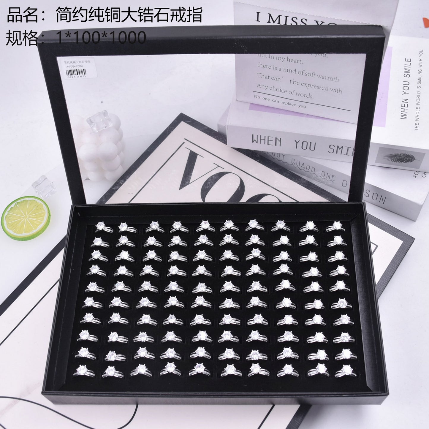 Simple Pure Copper Large Zircon Ring