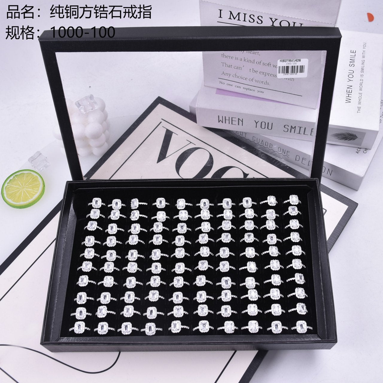 Pure Copper Square Zircon Ring