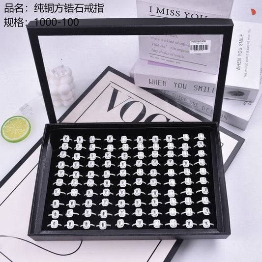 Pure Copper Square Zircon Ring