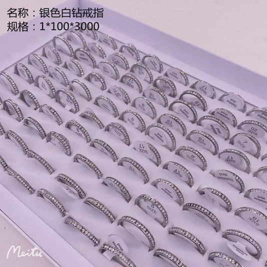 Silver white diamond ring