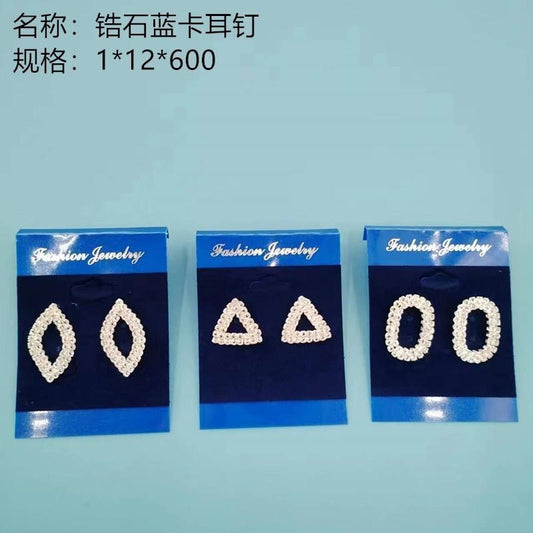 Zircon Blue Card Stud Earrings
