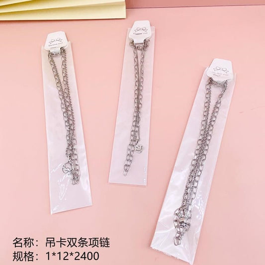 Double - chain necklace with hanging tag