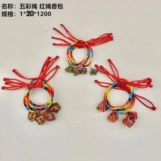 Colorful ropes, red ropes and sachets