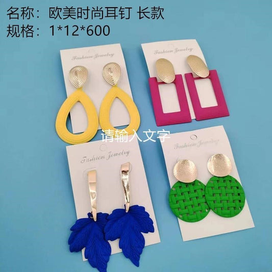 European and American style long - style stud earrings