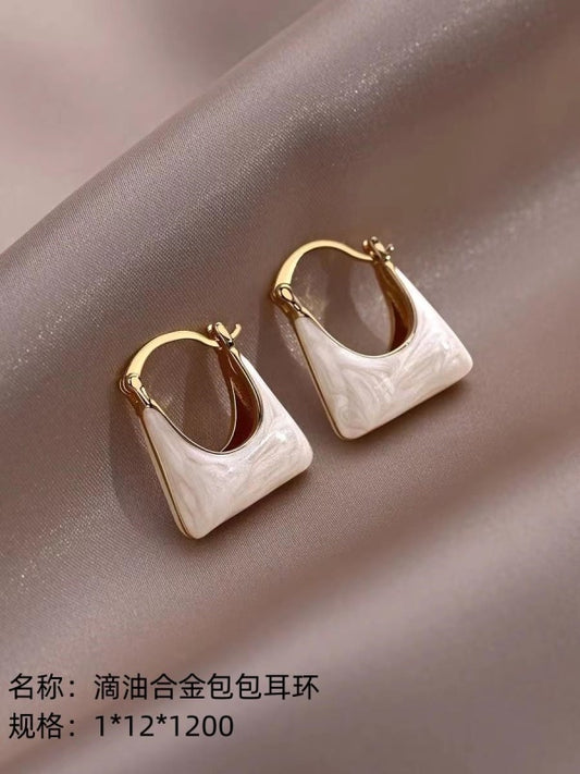 Dripping oil alloy bag earrings