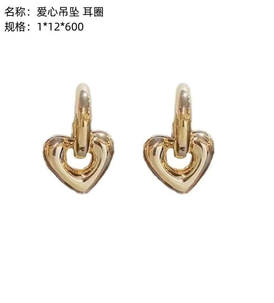 Love - heart pendant, earring hoop