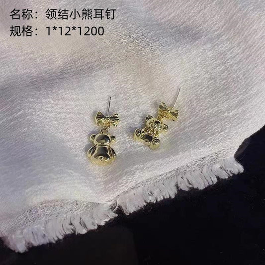Bow - tie bear stud earrings